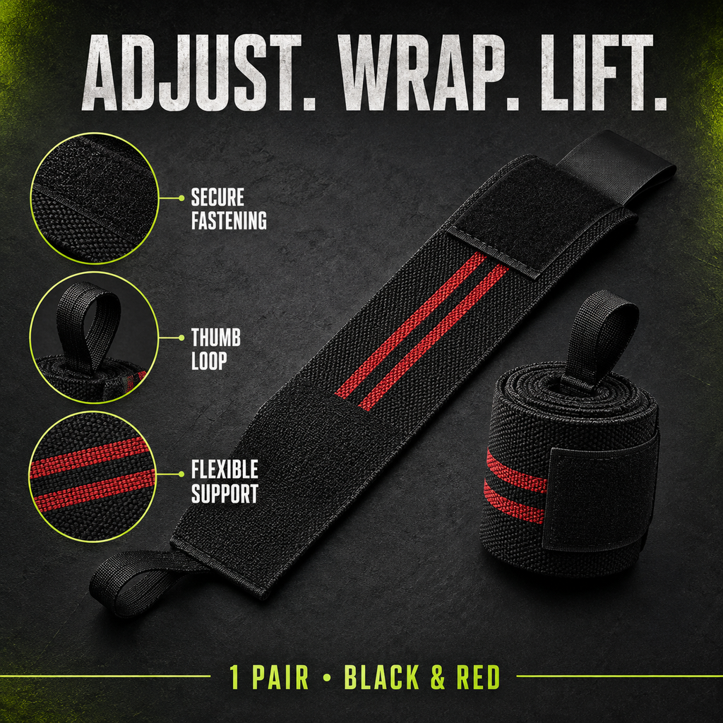 Wrist Wraps – Adjustable Weightlifting Support
