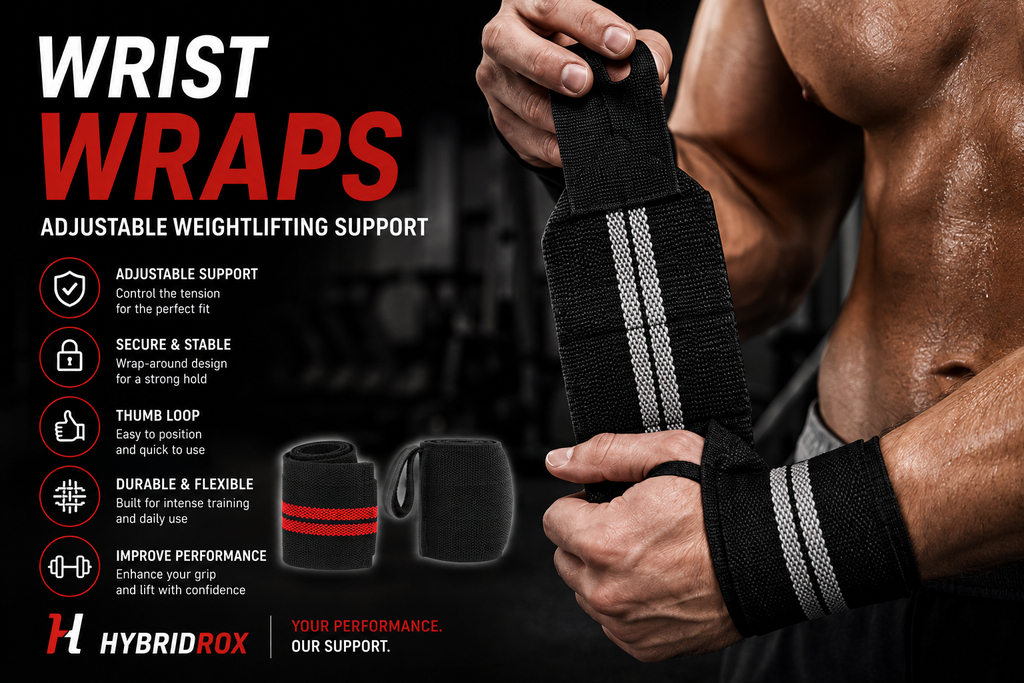 Wrist Wraps – Adjustable Weightlifting Support